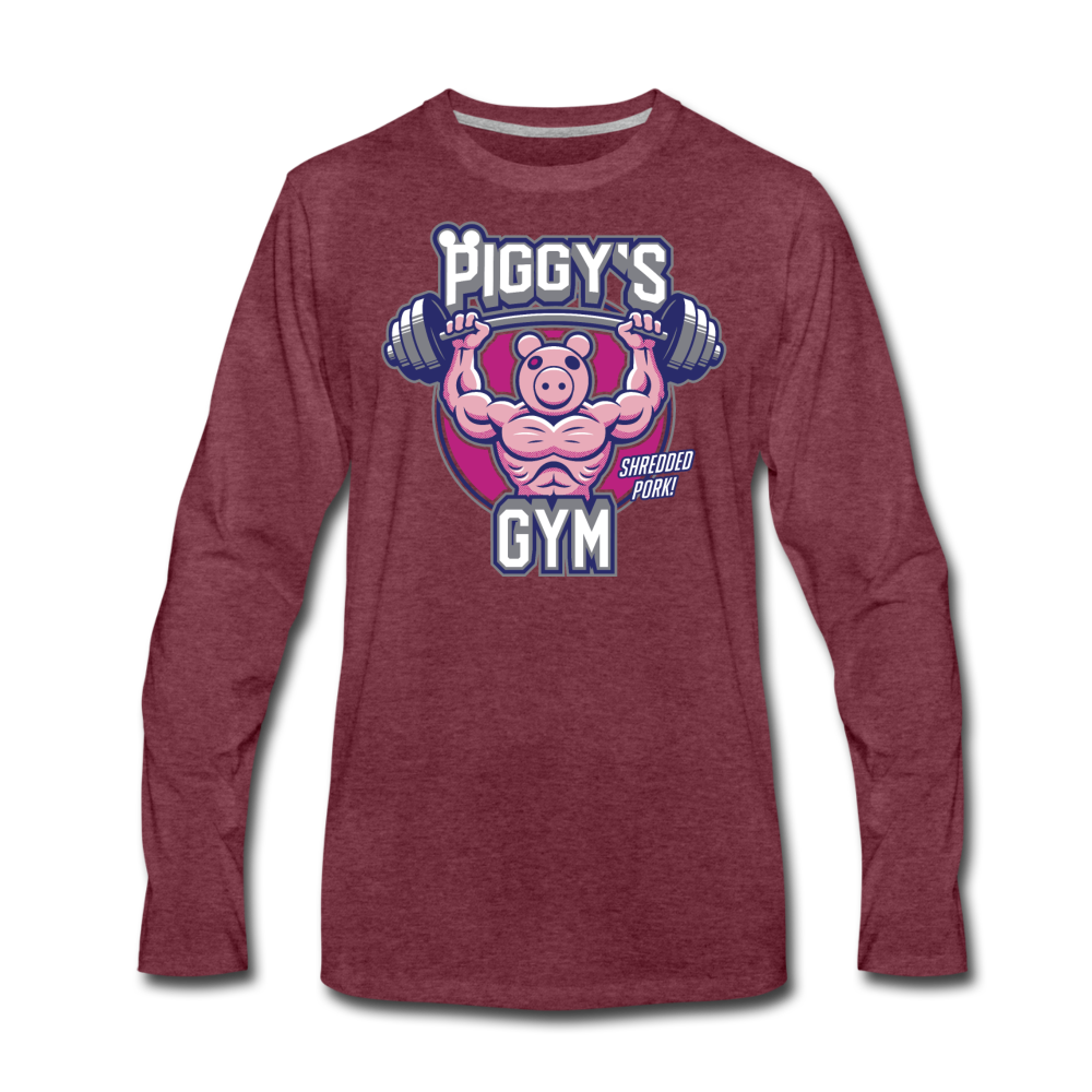 Piggy's Gym Long-Sleeve T-Shirt - heather burgundy