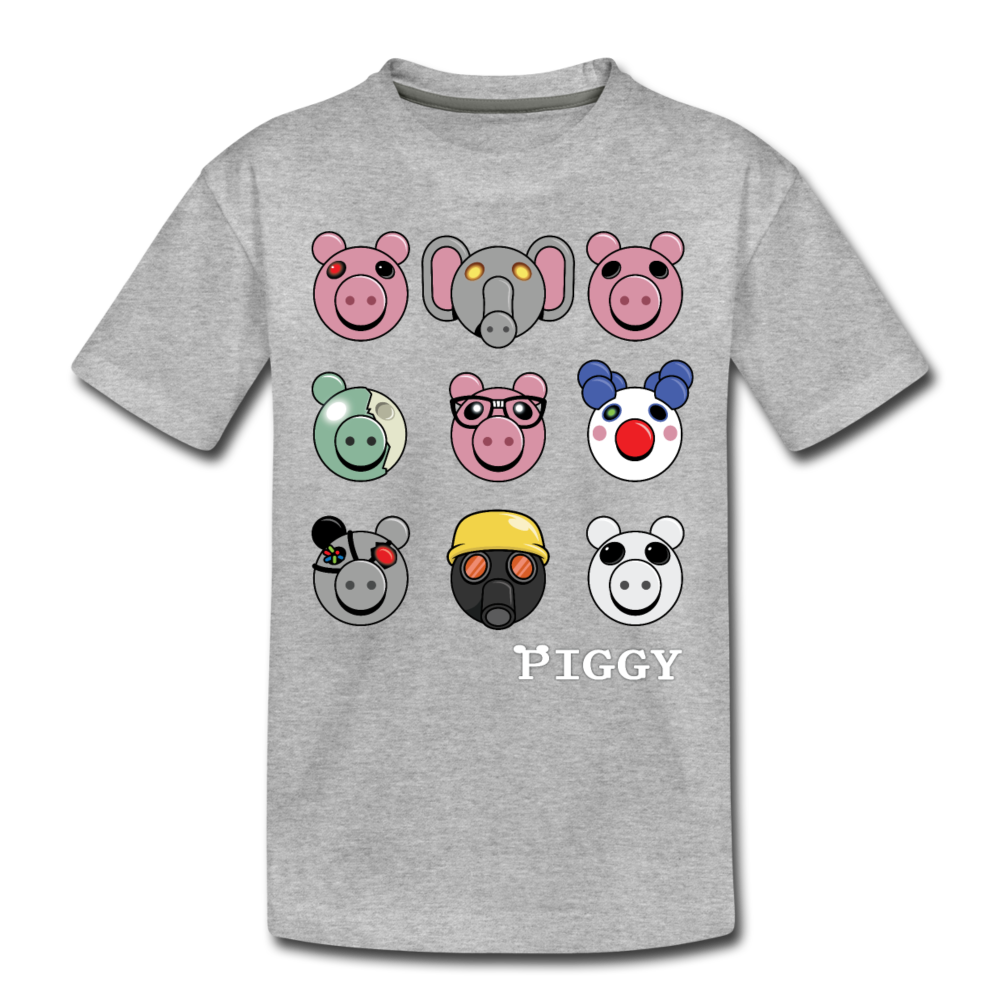 Piggy Faces T-Shirt - heather gray