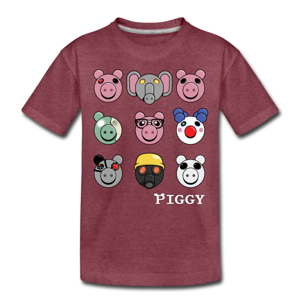 Piggy Faces T-Shirt - heather burgundy