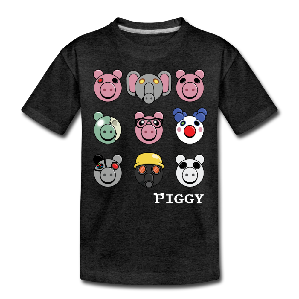 Piggy Faces T-Shirt - charcoal gray