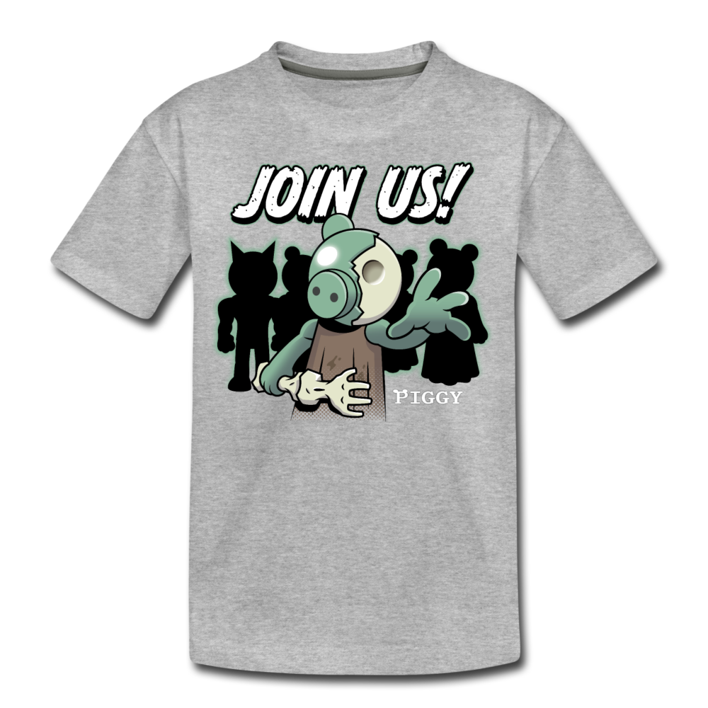 Piggy Join Us! T-Shirt - heather gray