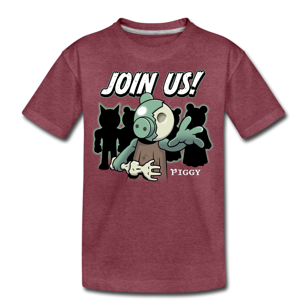 Piggy Join Us! T-Shirt - heather burgundy