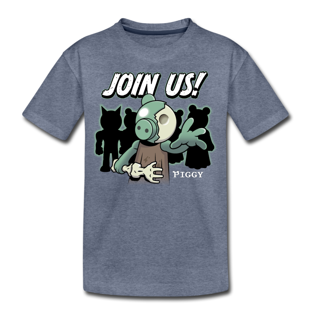 Piggy Join Us! T-Shirt - heather blue