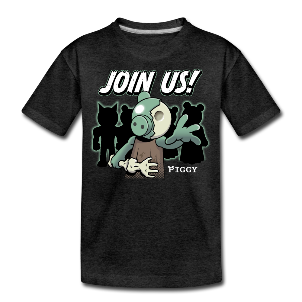 Piggy Join Us! T-Shirt - charcoal gray