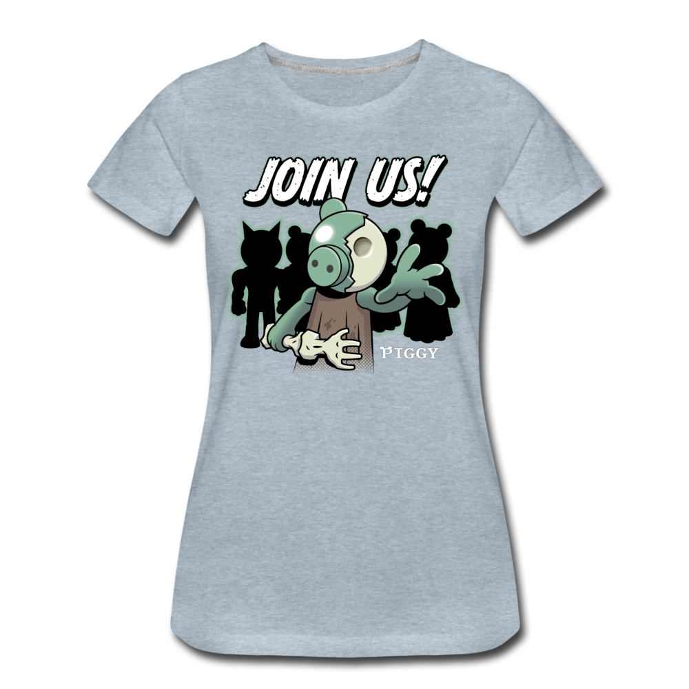 Piggy Join Us! T-Shirt (Womens) - heather ice blue