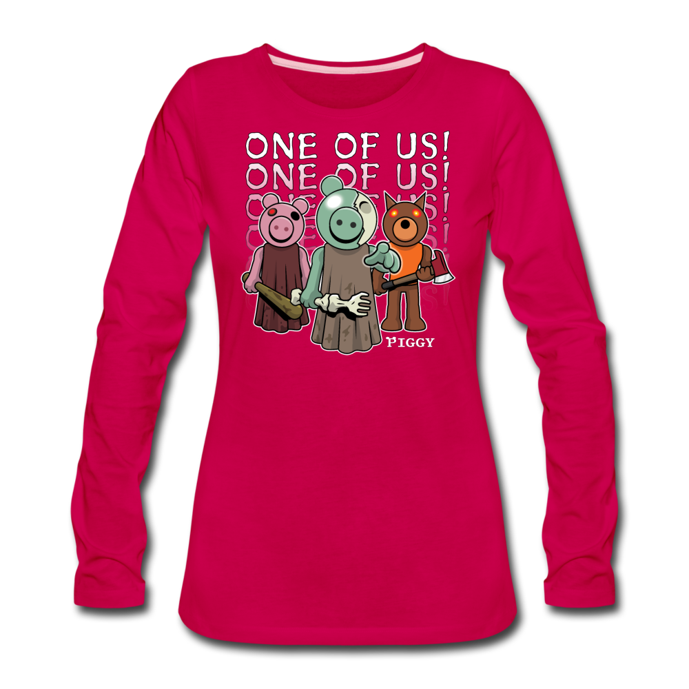 Piggy One Of Us! Long-Sleeve T-Shirt (Womens) - dark pink