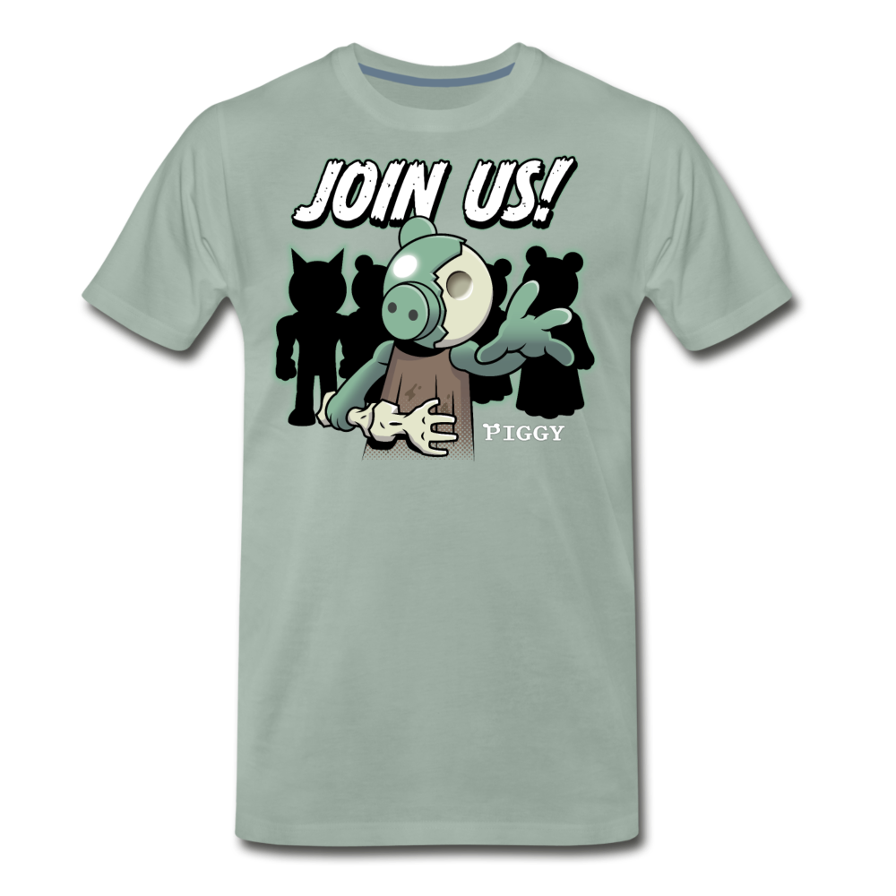 Piggy Join Us! T-Shirt (Mens) - steel green