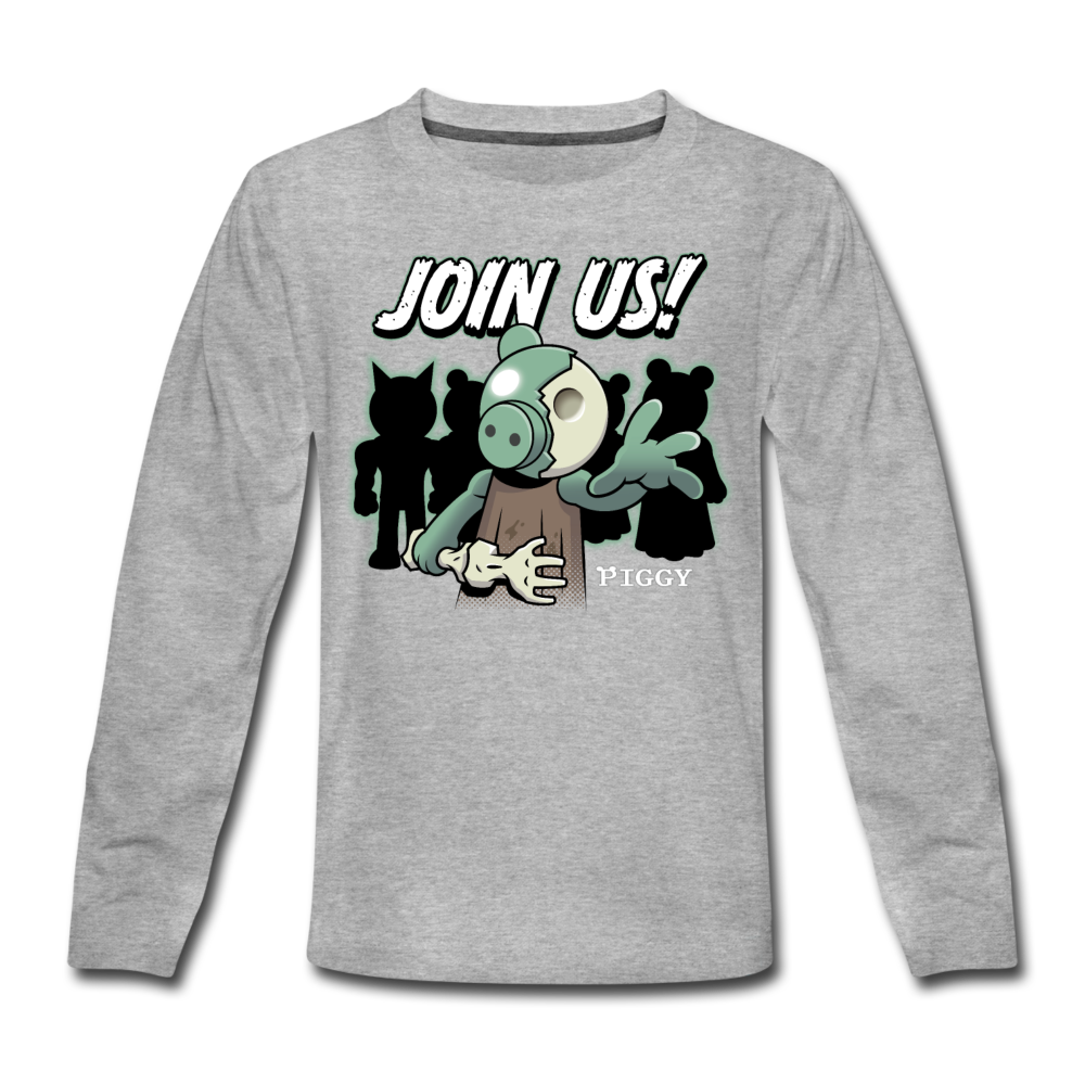 Piggy Join Us! Long-Sleeve T-Shirt - heather gray
