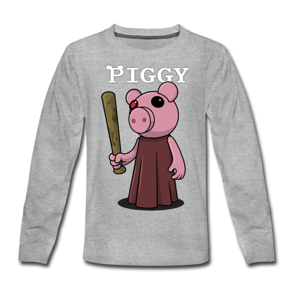 Piggy Logo Long Sleeve T-Shirt - heather gray