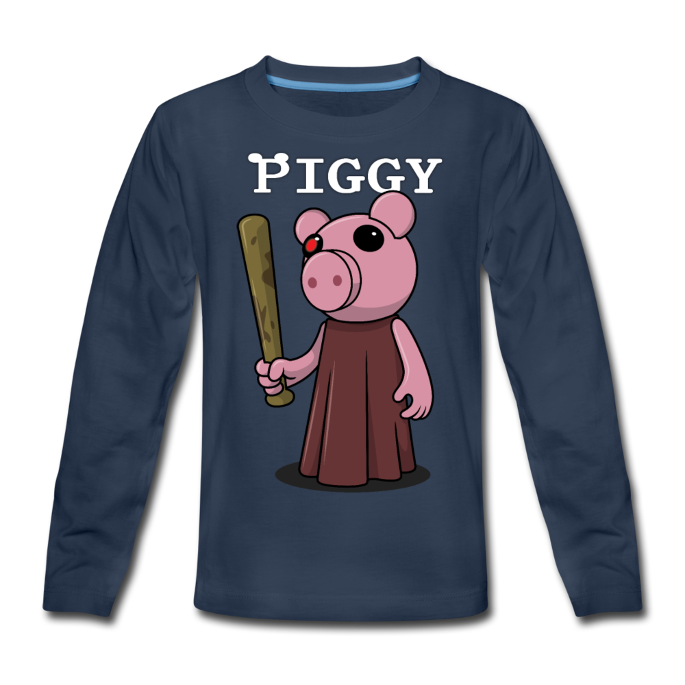 Piggy Logo Long Sleeve T-Shirt - navy