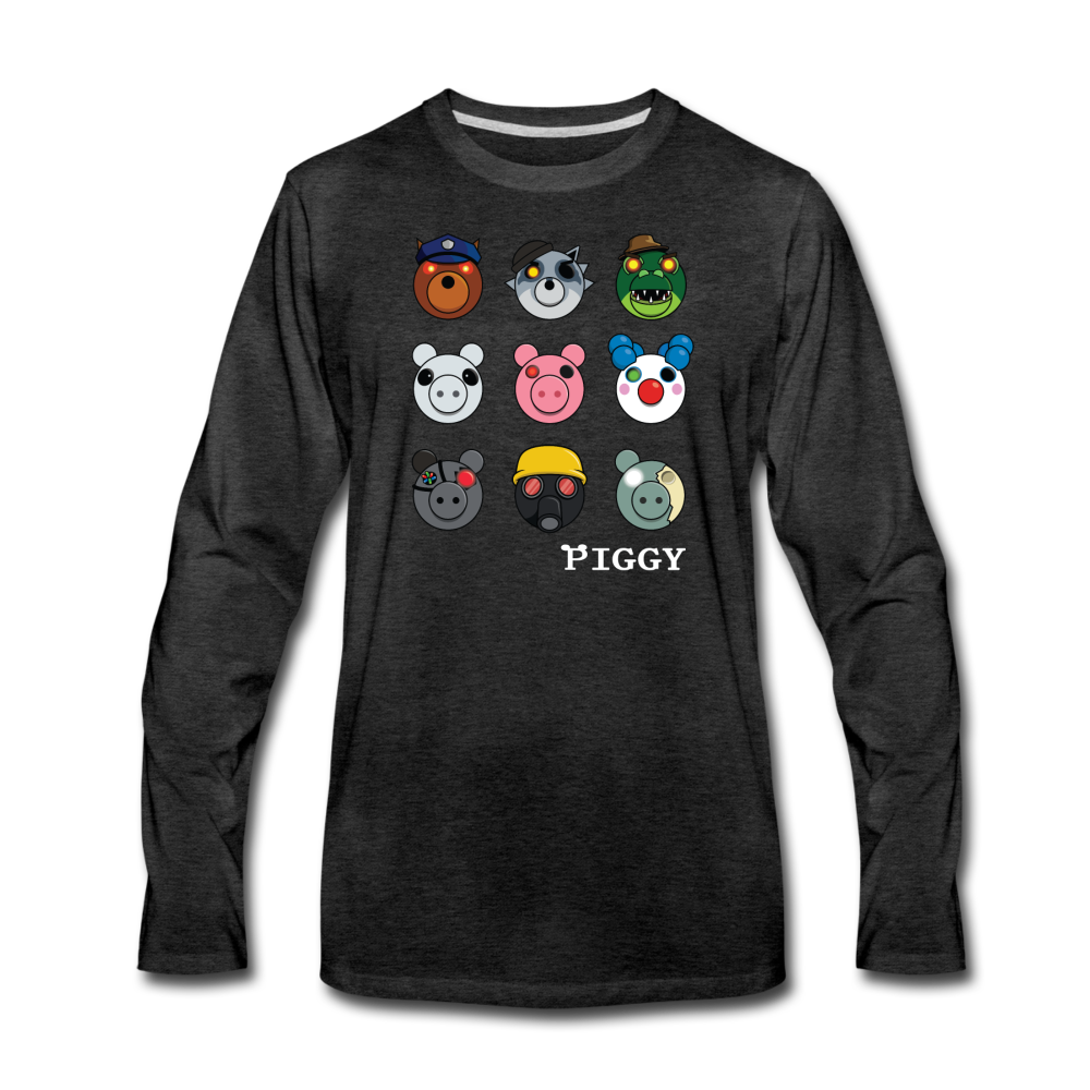 Infected Faces Long-Sleeve T-Shirt (Mens) - charcoal gray