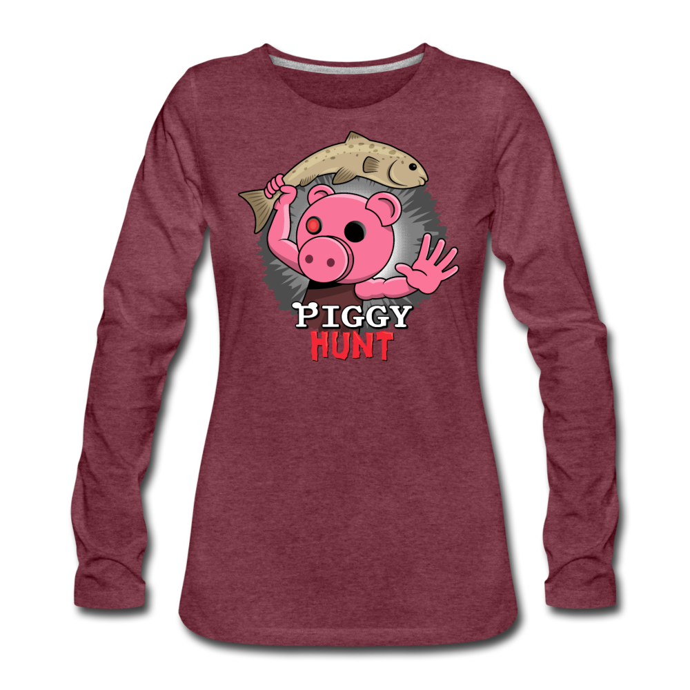 PIGGY: Hunt - Fish Attack! Long-Sleeve T-Shirt (Womens) - heather burgundy