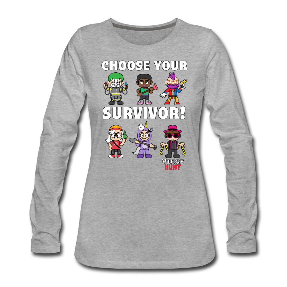 PIGGY: Hunt - Which Survivor? Long-Sleeve T-Shirt (Womens) - heather gray