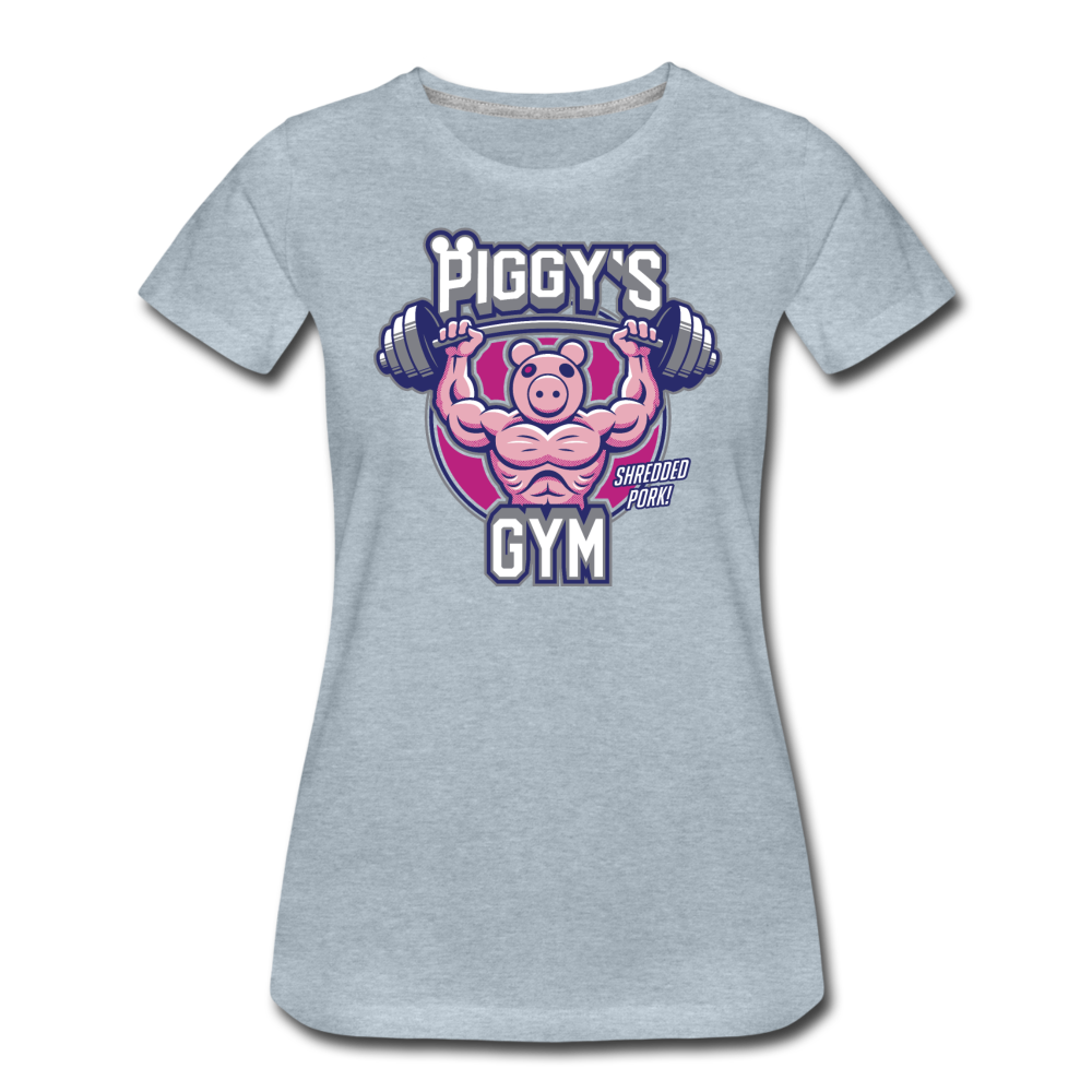 Piggy's Gym T-Shirt (Womens) - heather ice blue