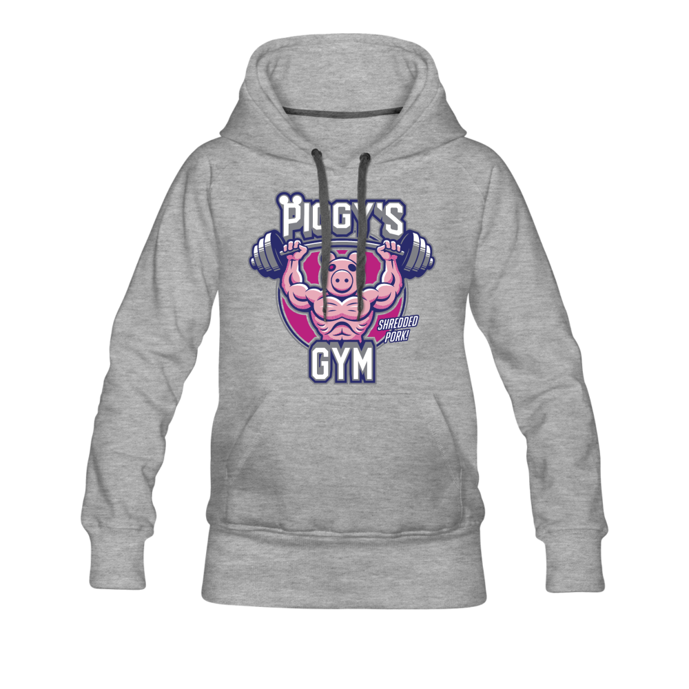 Piggy's Gym Hoodie (Womens) - heather gray