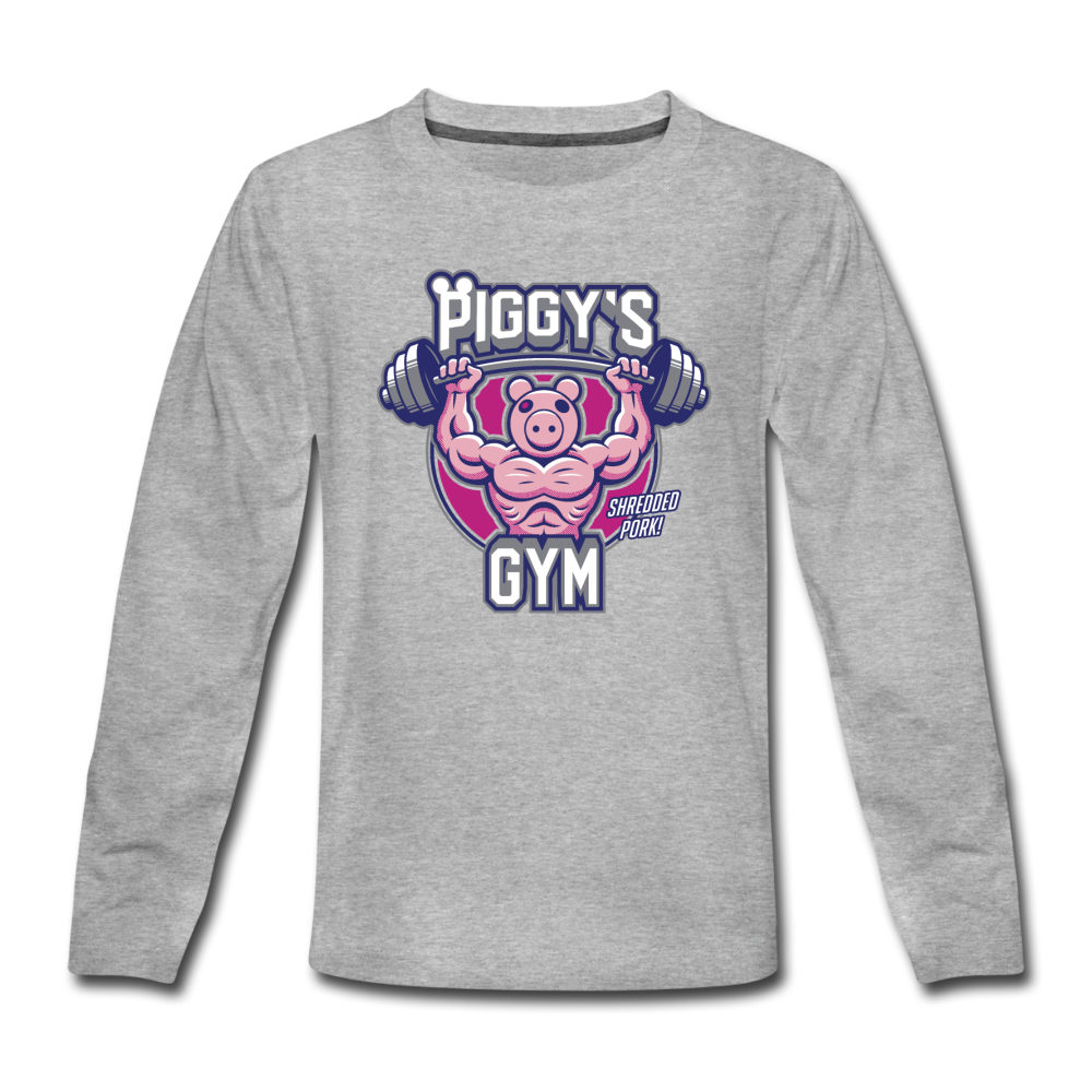Piggy's Gym Long-Sleeve T-Shirt - heather gray