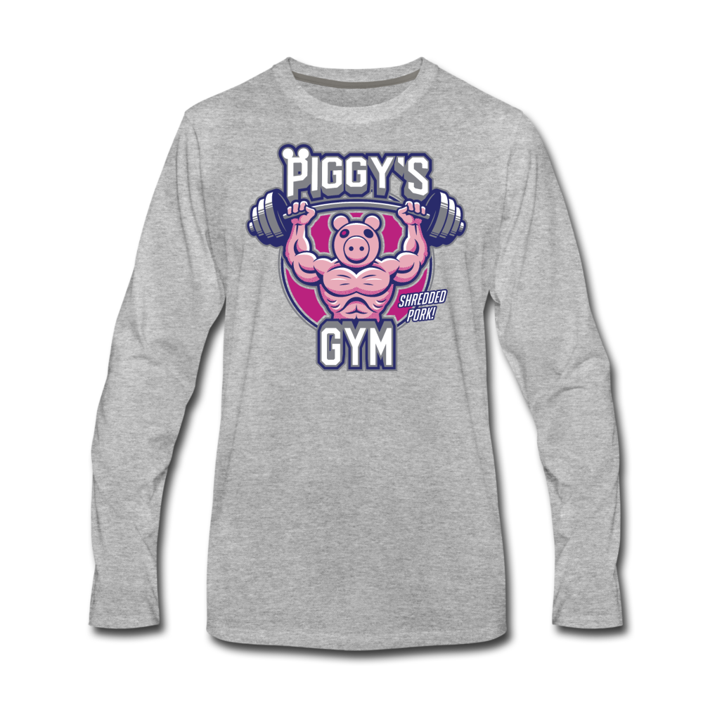 Piggy's Gym Long-Sleeve T-Shirt - heather gray