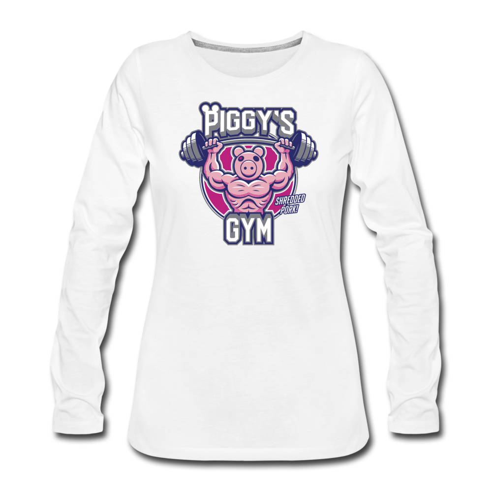 Piggy's Gym Long-Sleeve T-Shirt (Womens) - white