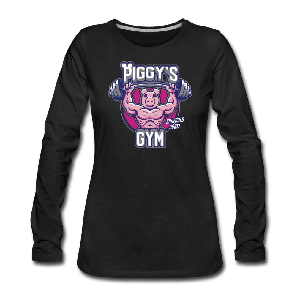 Piggy's Gym Long-Sleeve T-Shirt (Womens) - black