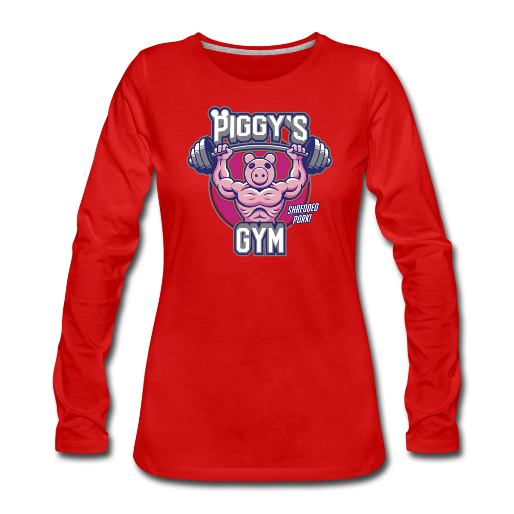 Piggy's Gym Long-Sleeve T-Shirt (Womens) - red