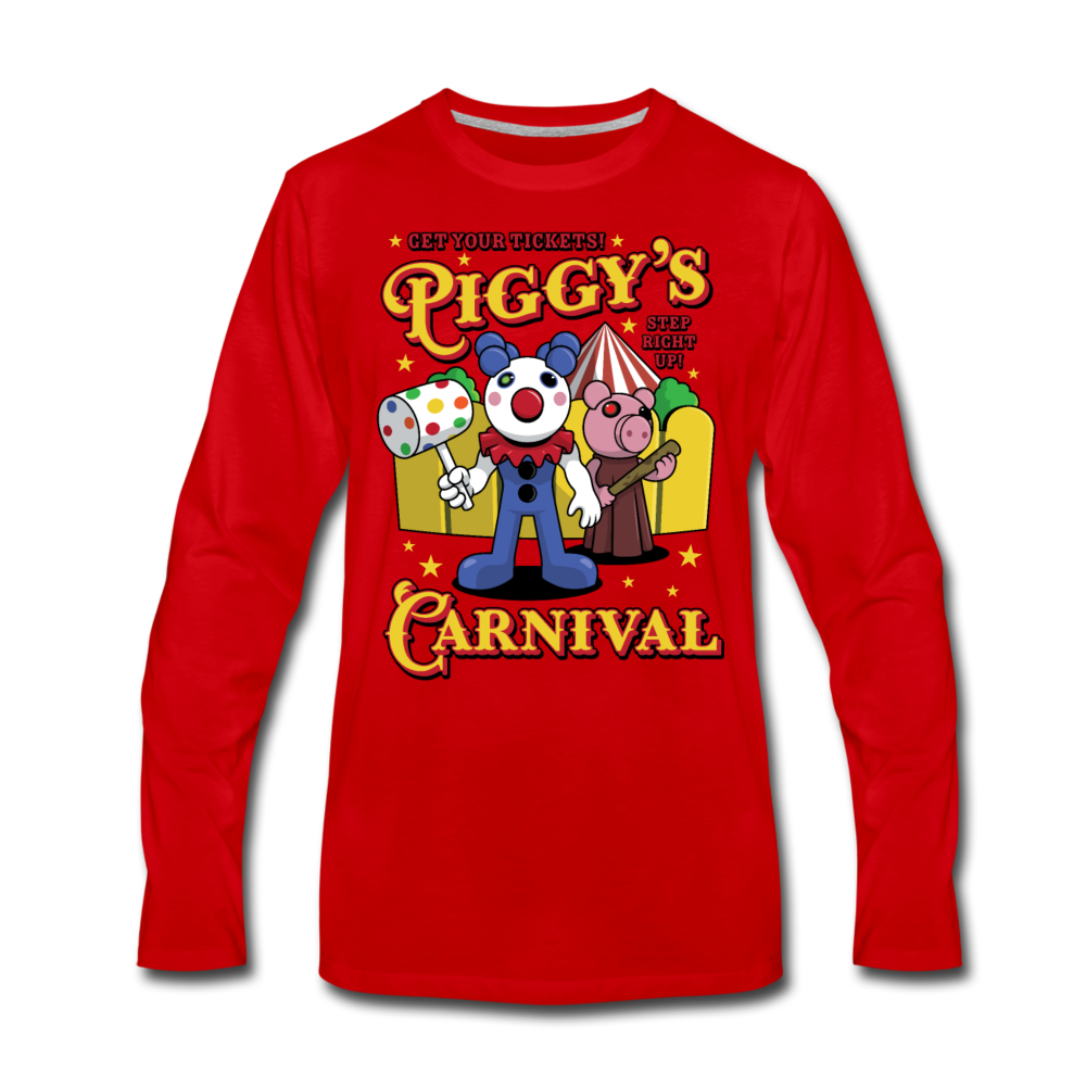 Piggy's Carnival Long Sleeve T-Shirt (Mens) - red
