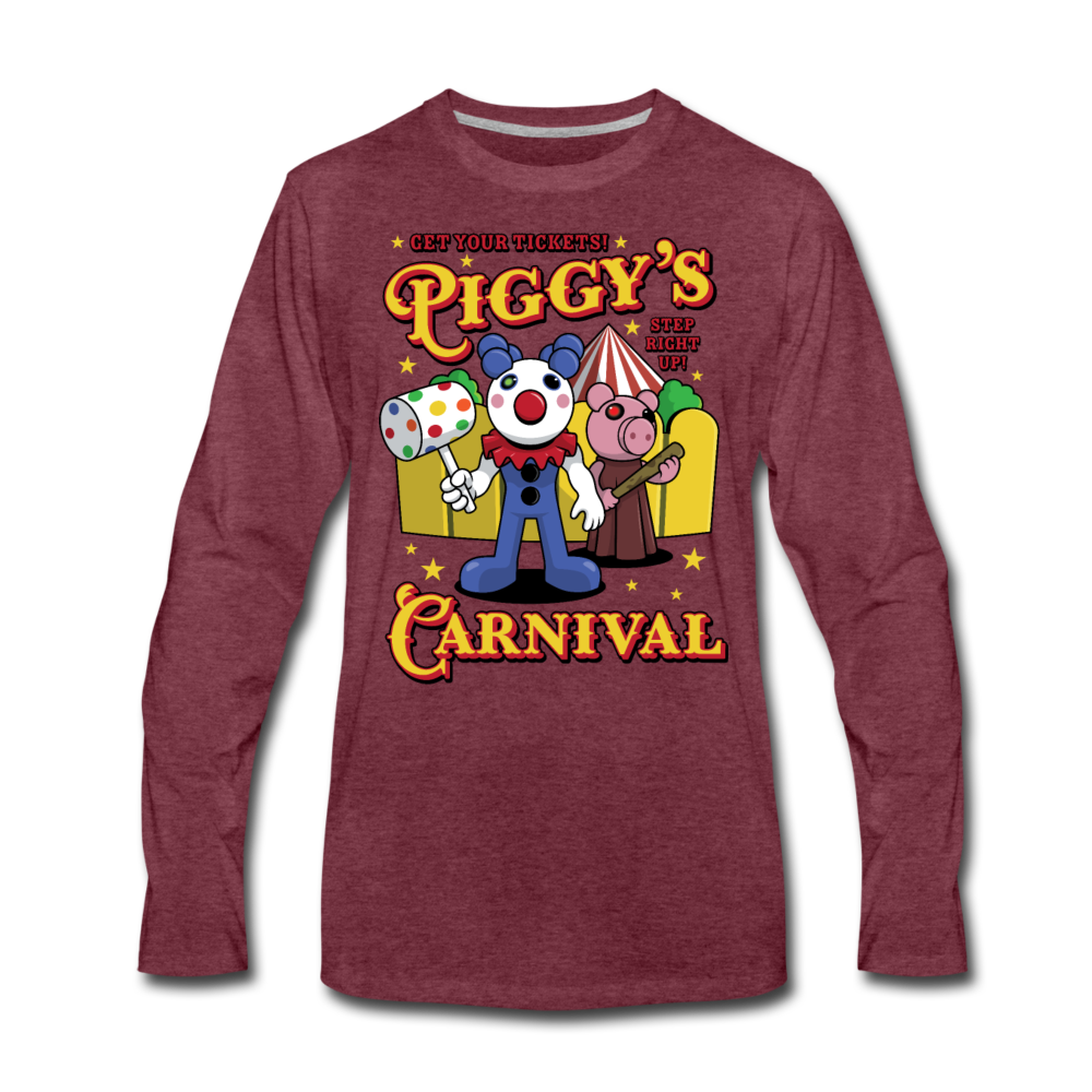 Piggy's Carnival Long Sleeve T-Shirt (Mens) - heather burgundy
