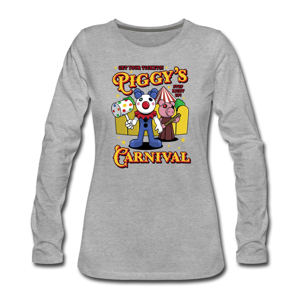 Piggy's Carnival Long Sleeve T-Shirt (Womens) - heather gray