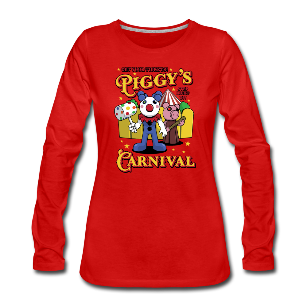 Piggy's Carnival Long Sleeve T-Shirt (Womens) - red