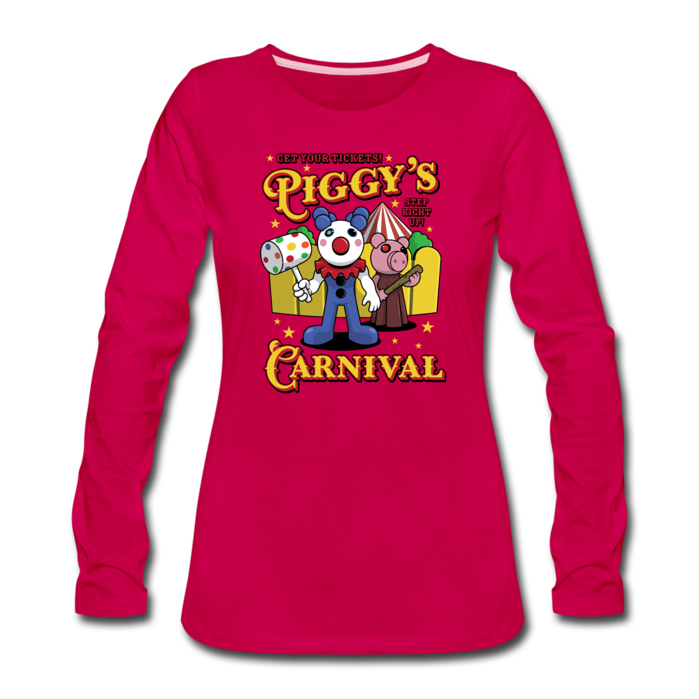 Piggy's Carnival Long Sleeve T-Shirt (Womens) - dark pink