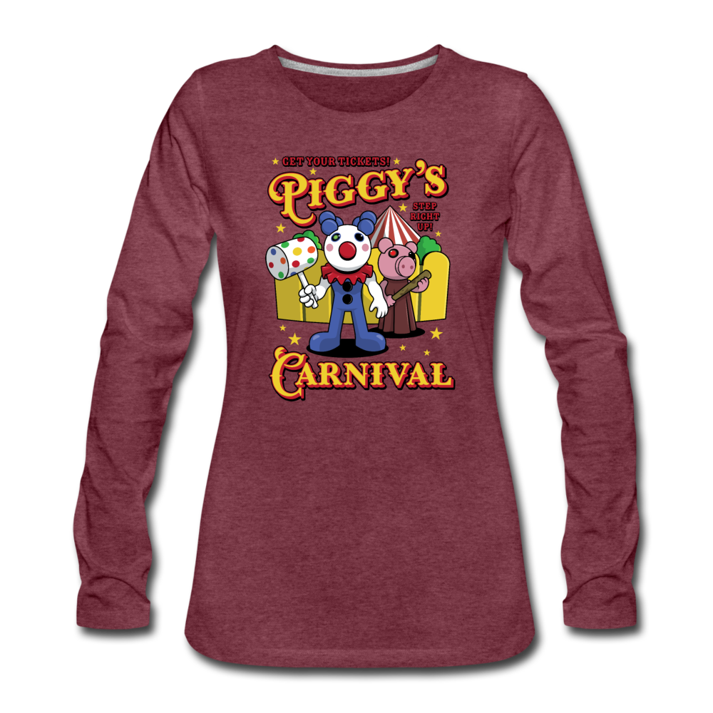 Piggy's Carnival Long Sleeve T-Shirt (Womens) - heather burgundy