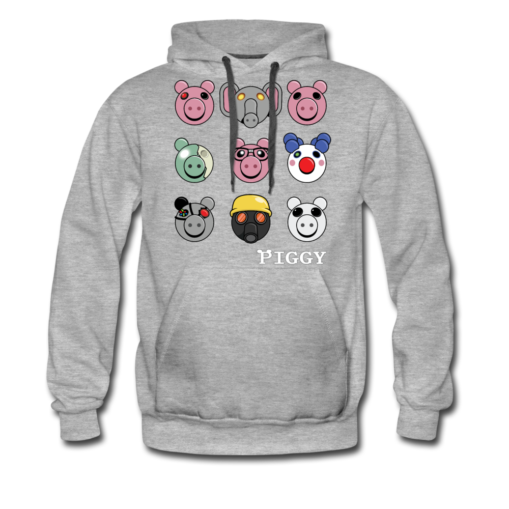 Piggy Faces Hoodie (Mens) - heather gray