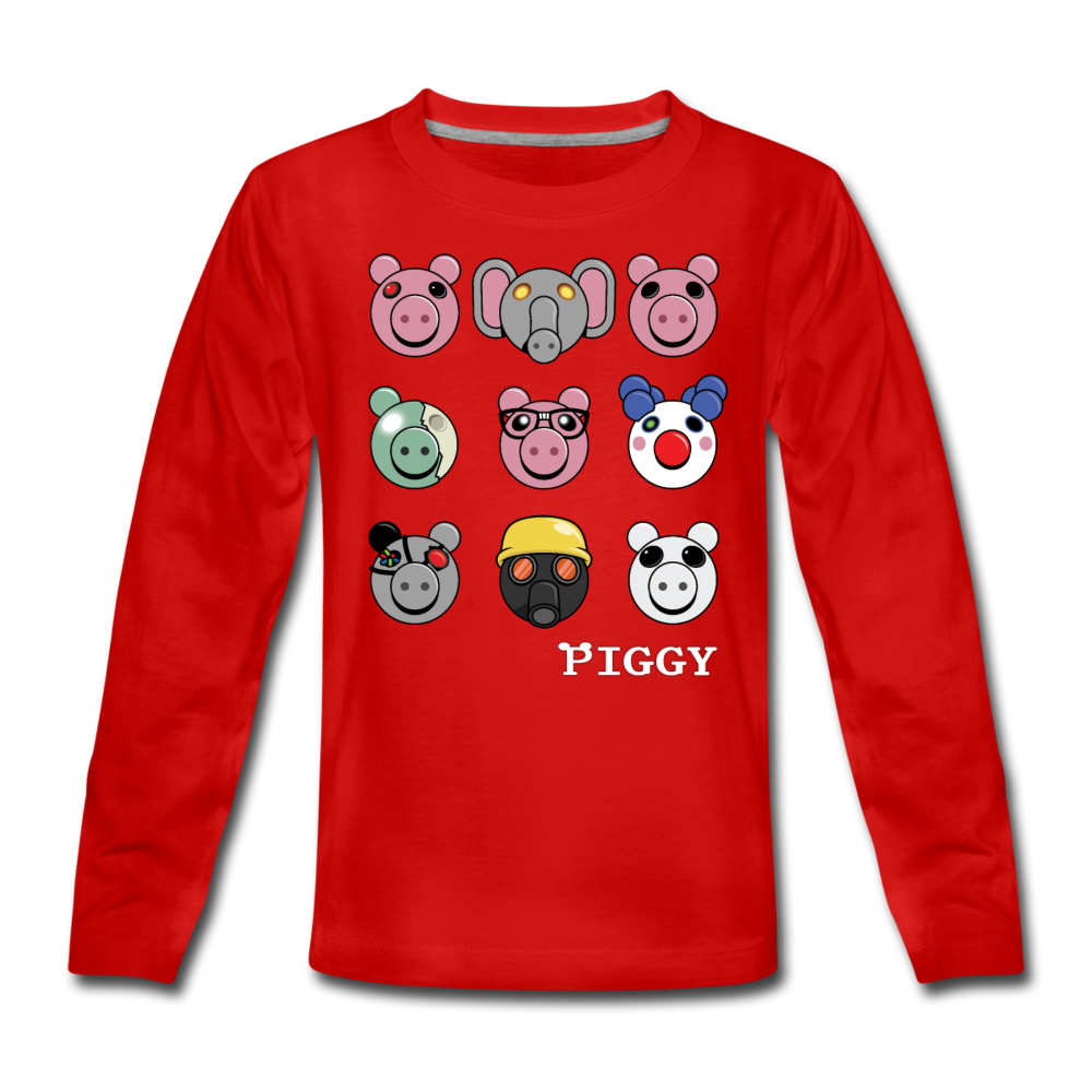 Piggy Faces Long-Sleeve T-Shirt - red