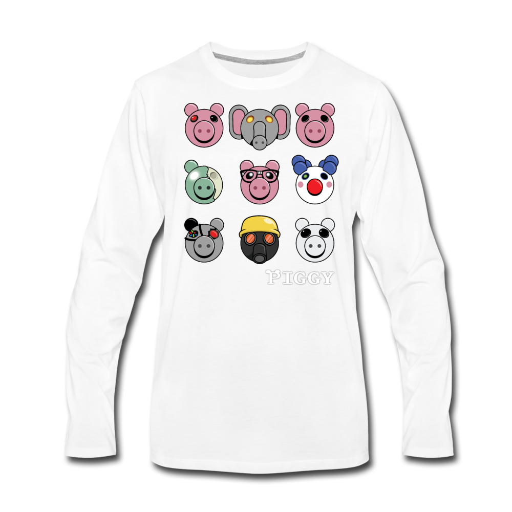 Piggy Faces Long-Sleeve T-Shirt (Mens) - white