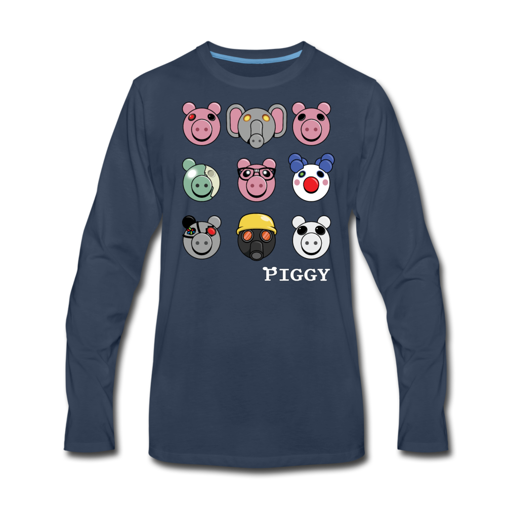 Piggy Faces Long-Sleeve T-Shirt (Mens) - navy