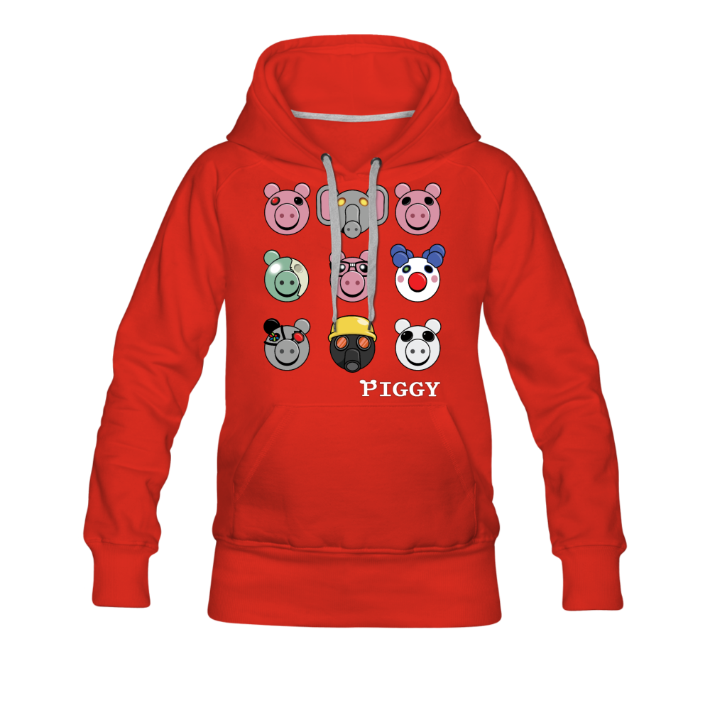 Piggy Faces Hoodie (Womens) - red