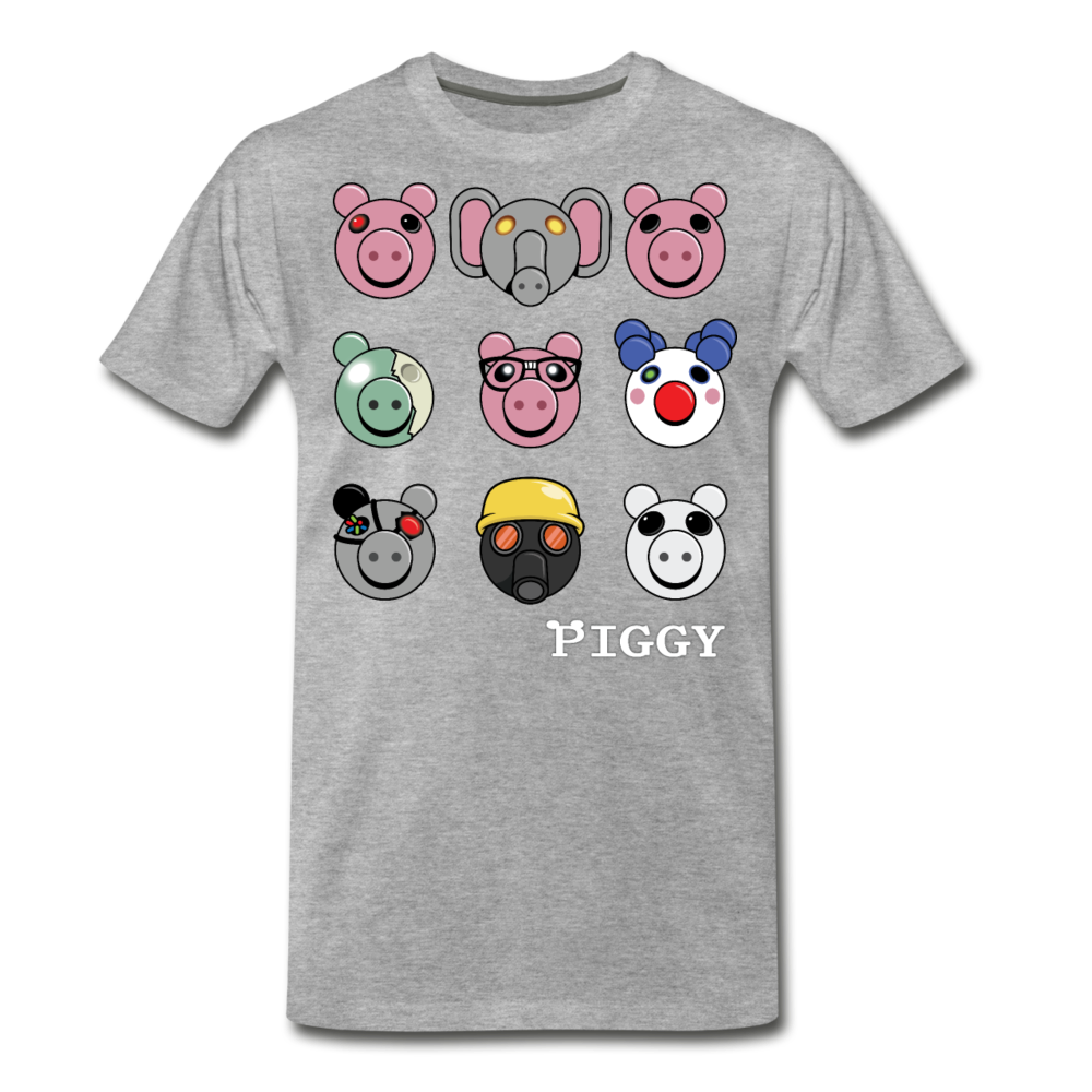 Piggy Faces T-Shirt (Mens) - heather gray