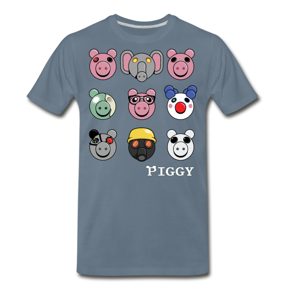 Piggy Faces T-Shirt (Mens) - steel blue