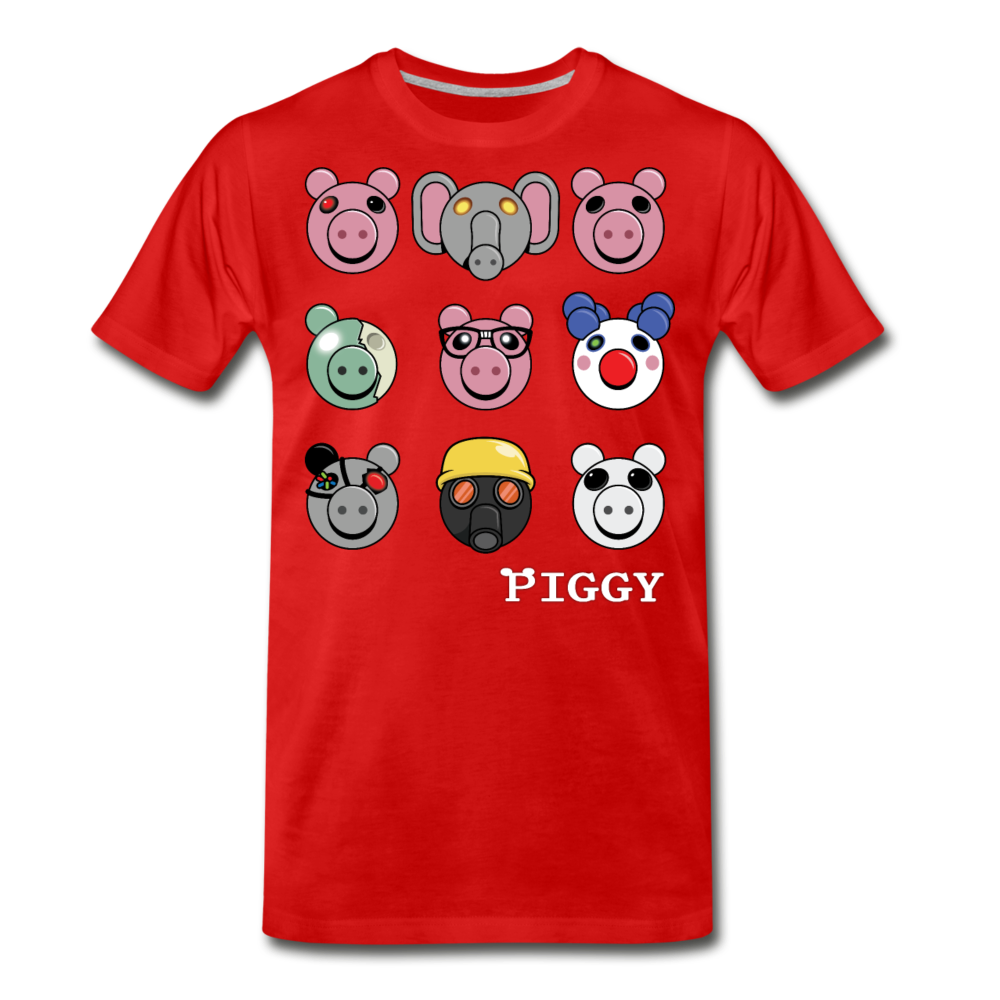 Piggy Faces T-Shirt (Mens) - red