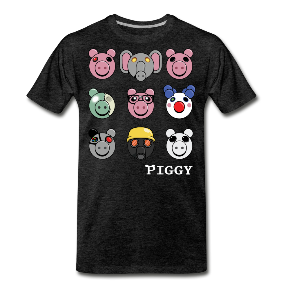 Piggy Faces T-Shirt (Mens) - charcoal gray