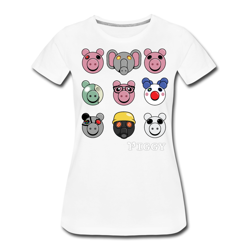 Piggy Faces T-Shirt (Womens) - white