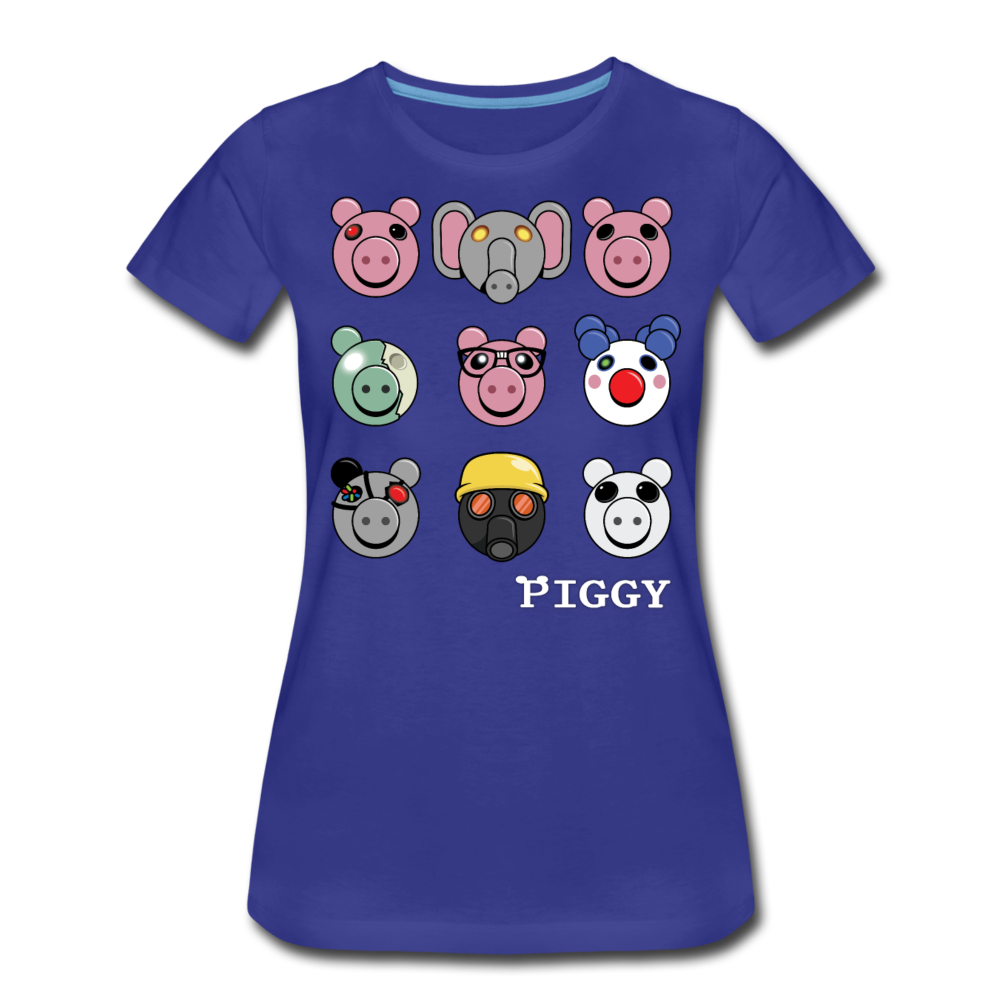 Piggy Faces T-Shirt (Womens) - royal blue