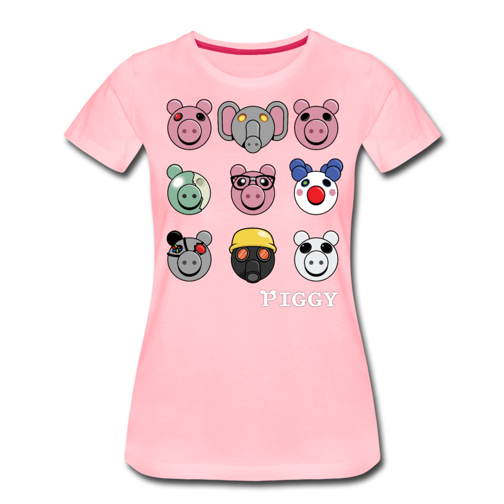 Piggy Faces T-Shirt (Womens) - pink
