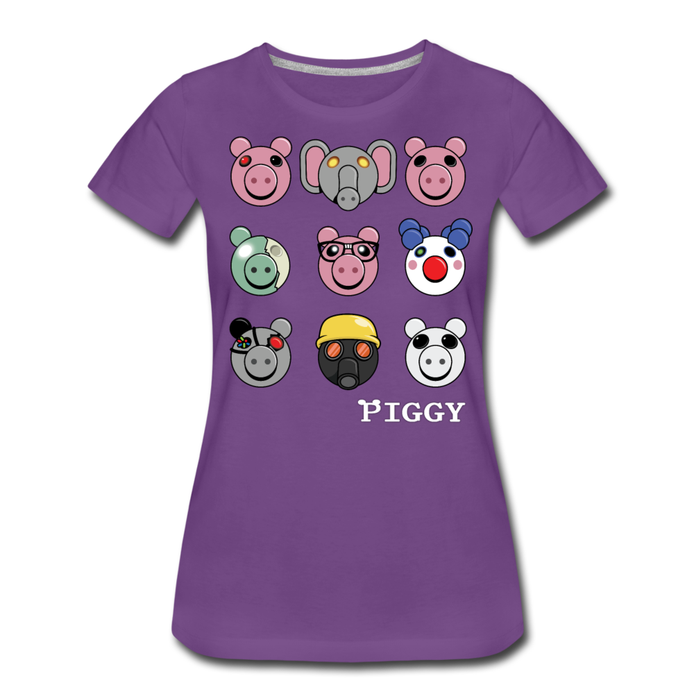 Piggy Faces T-Shirt (Womens) - purple