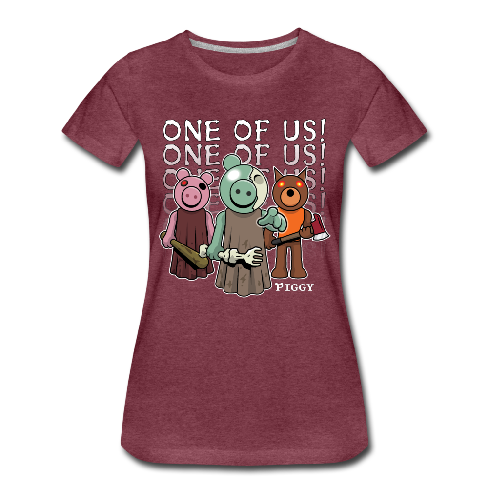 Piggy One Of Us! T-Shirt (Womens) - heather burgundy