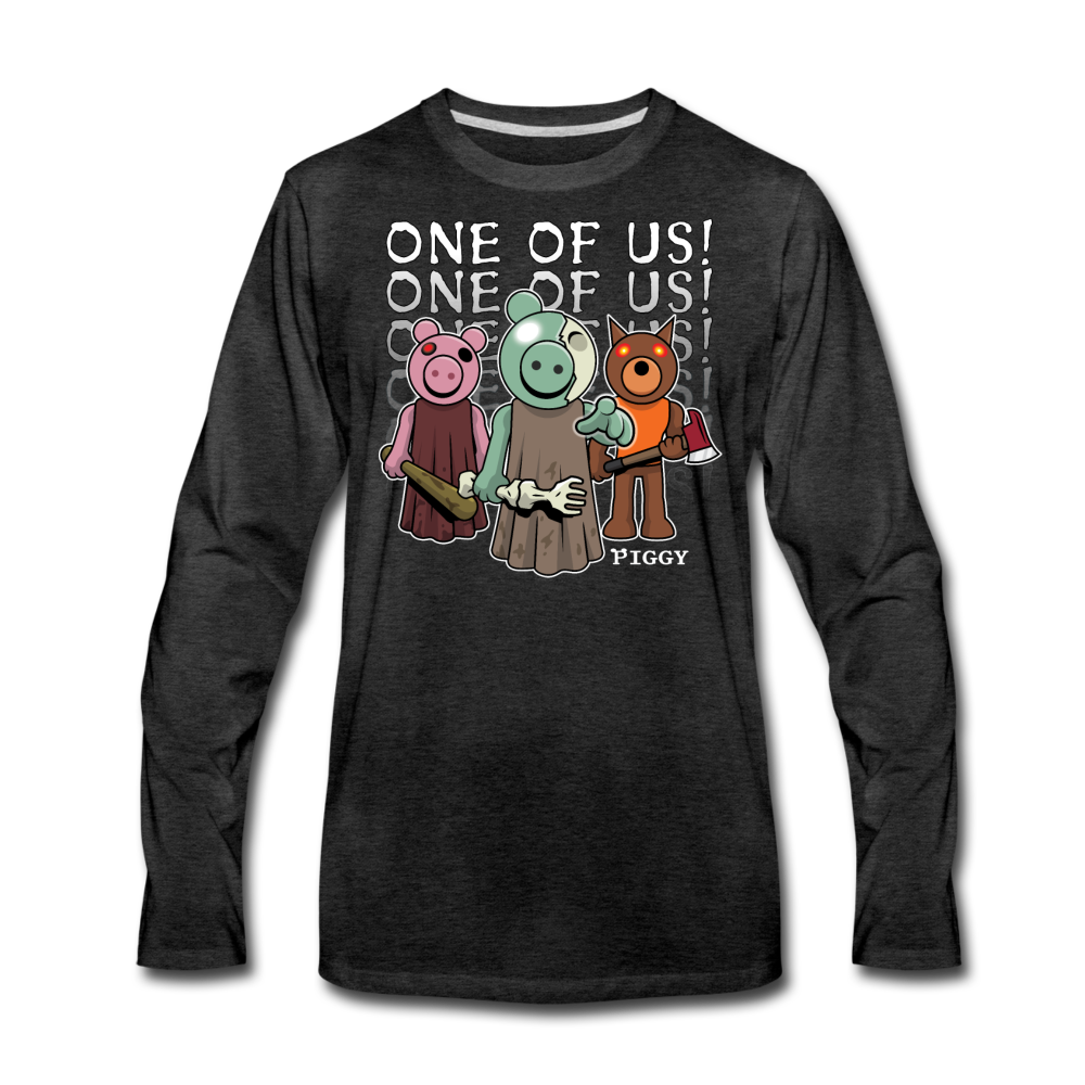 Piggy One Of Us! Long-Sleeve T-Shirt (Mens) - charcoal gray