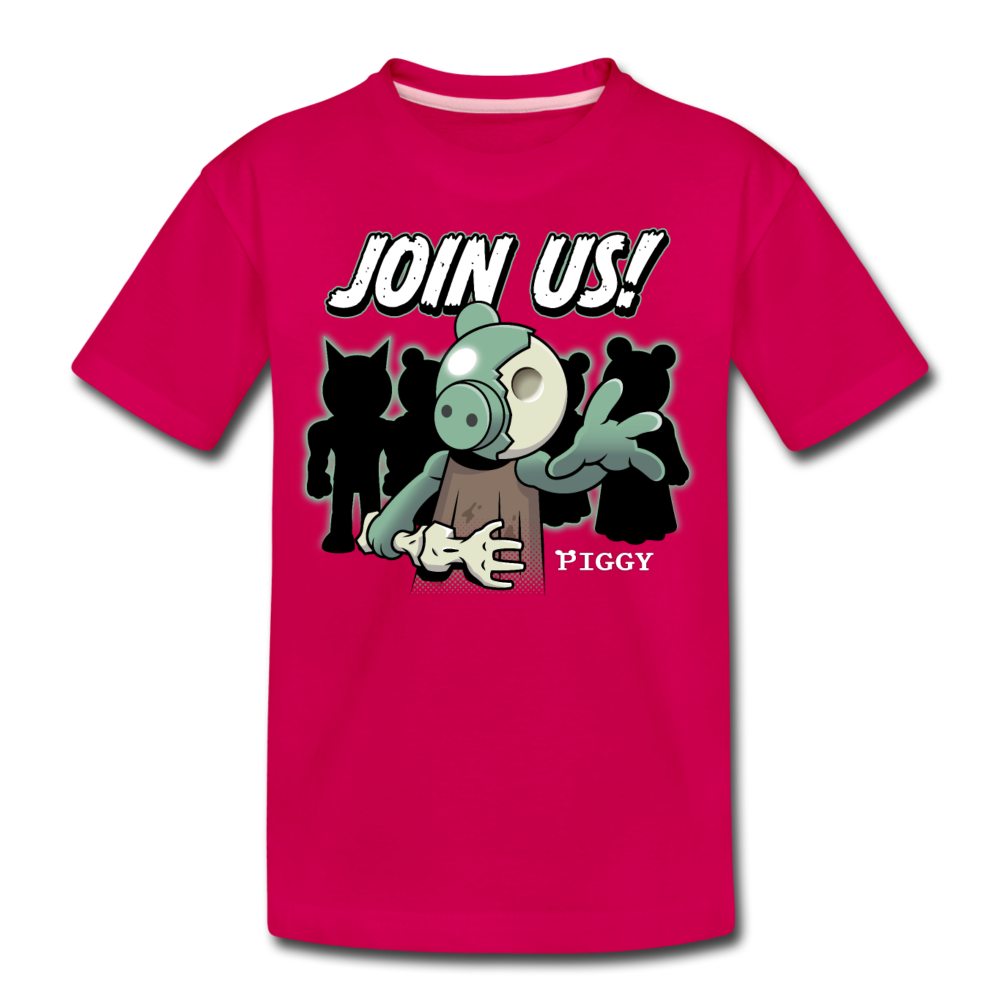 Piggy Join Us! T-Shirt - dark pink