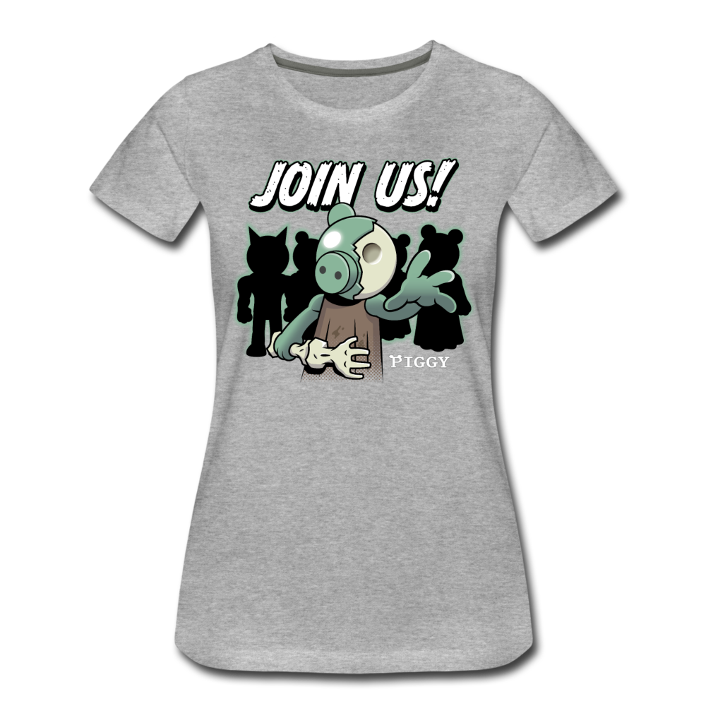 Piggy Join Us! T-Shirt (Womens) - heather gray
