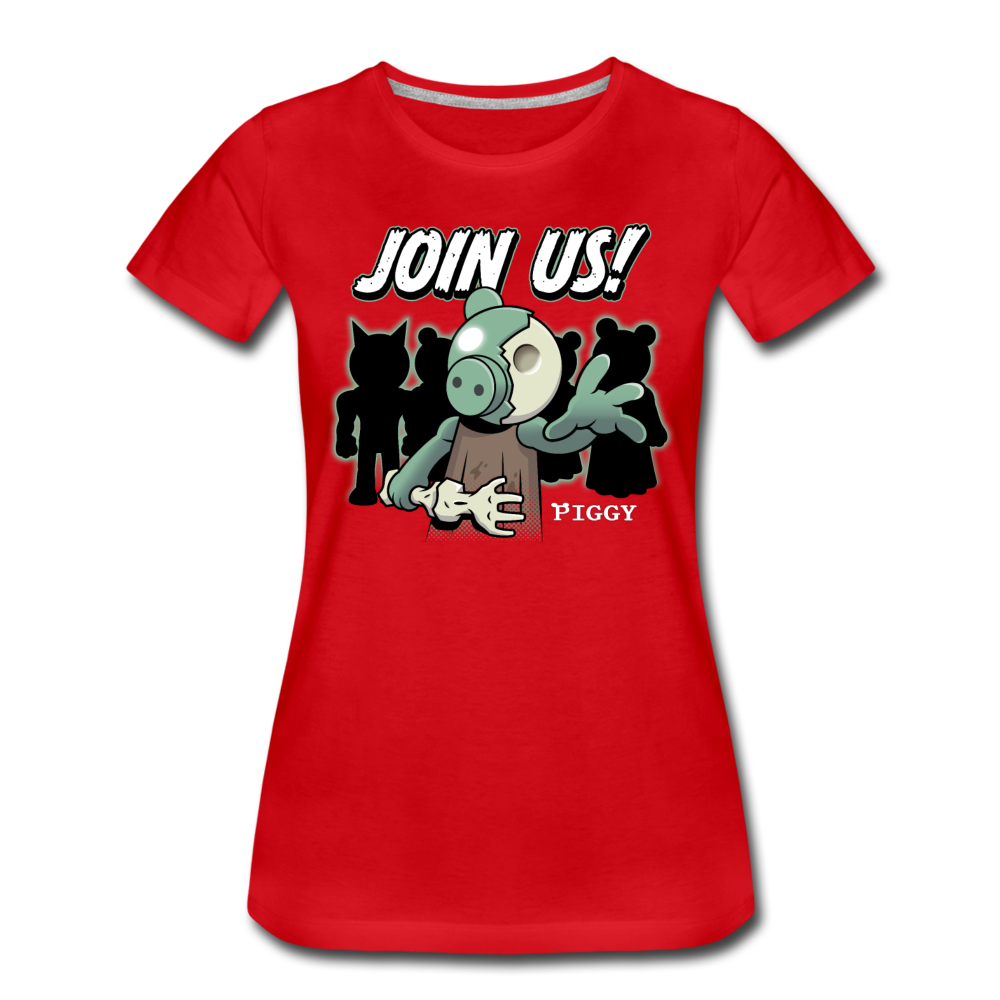 Piggy Join Us! T-Shirt (Womens) - red
