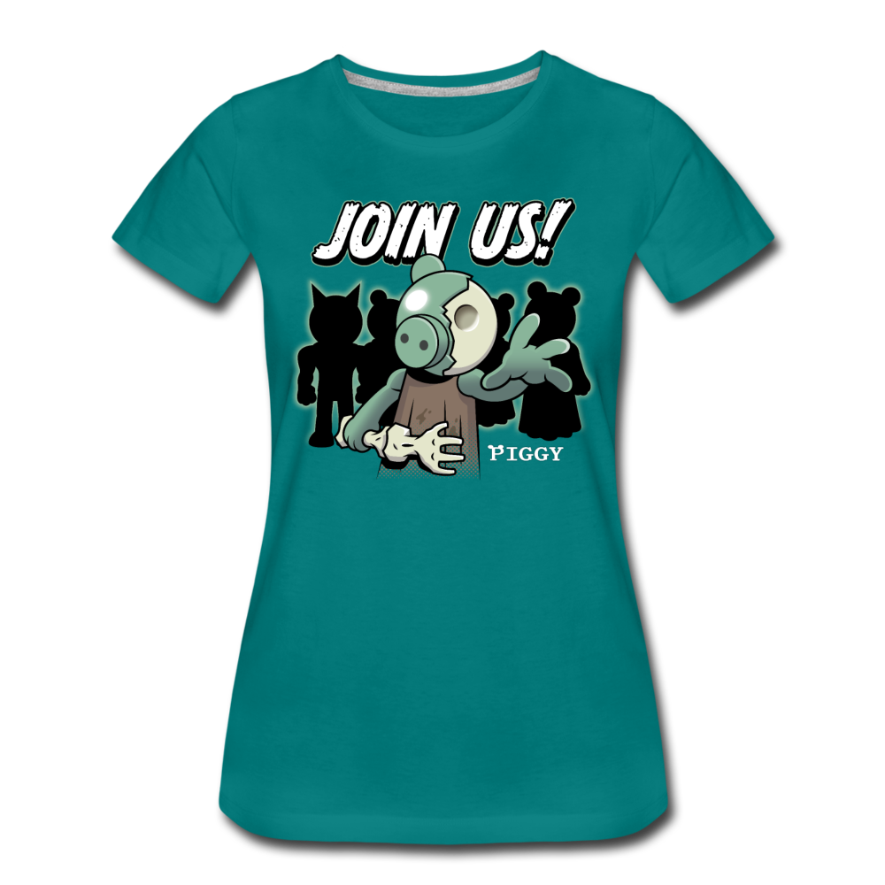 Piggy Join Us! T-Shirt (Womens) - teal