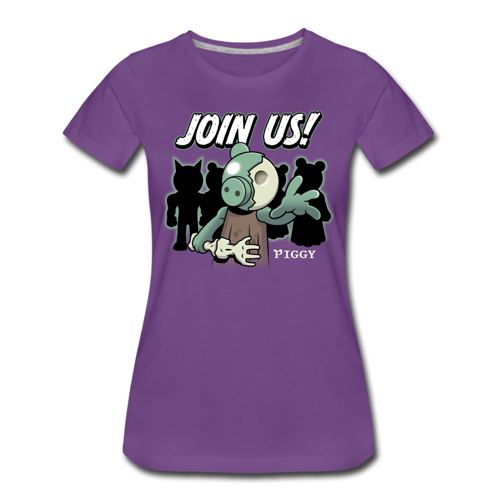 Piggy Join Us! T-Shirt (Womens) - purple